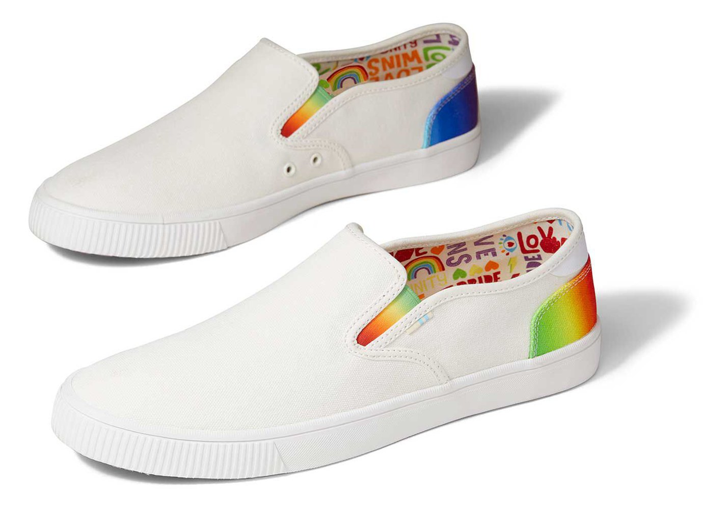 Toms Slip On Męskie Białe - Baja Unity Rainbow - 73FXRAUWO